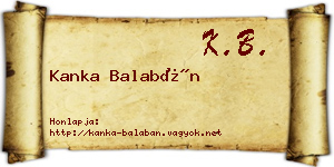 Kanka Balabán névjegykártya
